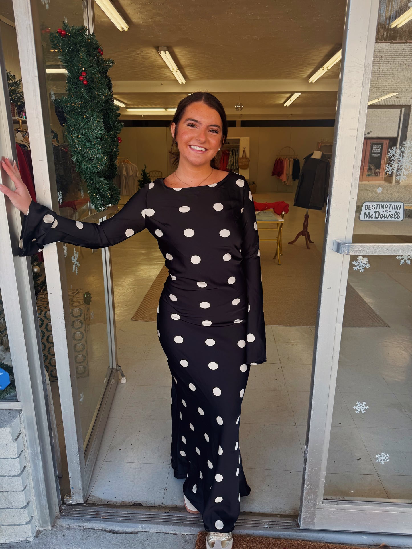 Midnight Cheer Polka Dot Dress