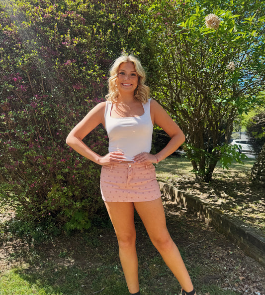 Pink & Polka Mini Skirt