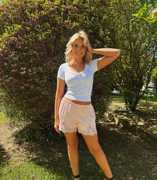Rosy Silk Shorts