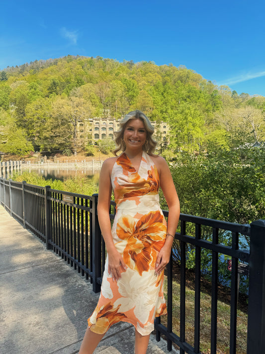 Blazing Bloom Midi Dress