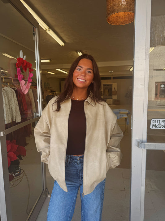 Beige Frost Bomber Jacket