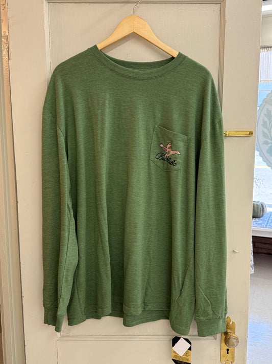 Burlebo - Long Sleeve Tee - Ducks Flying In - Heather Olive