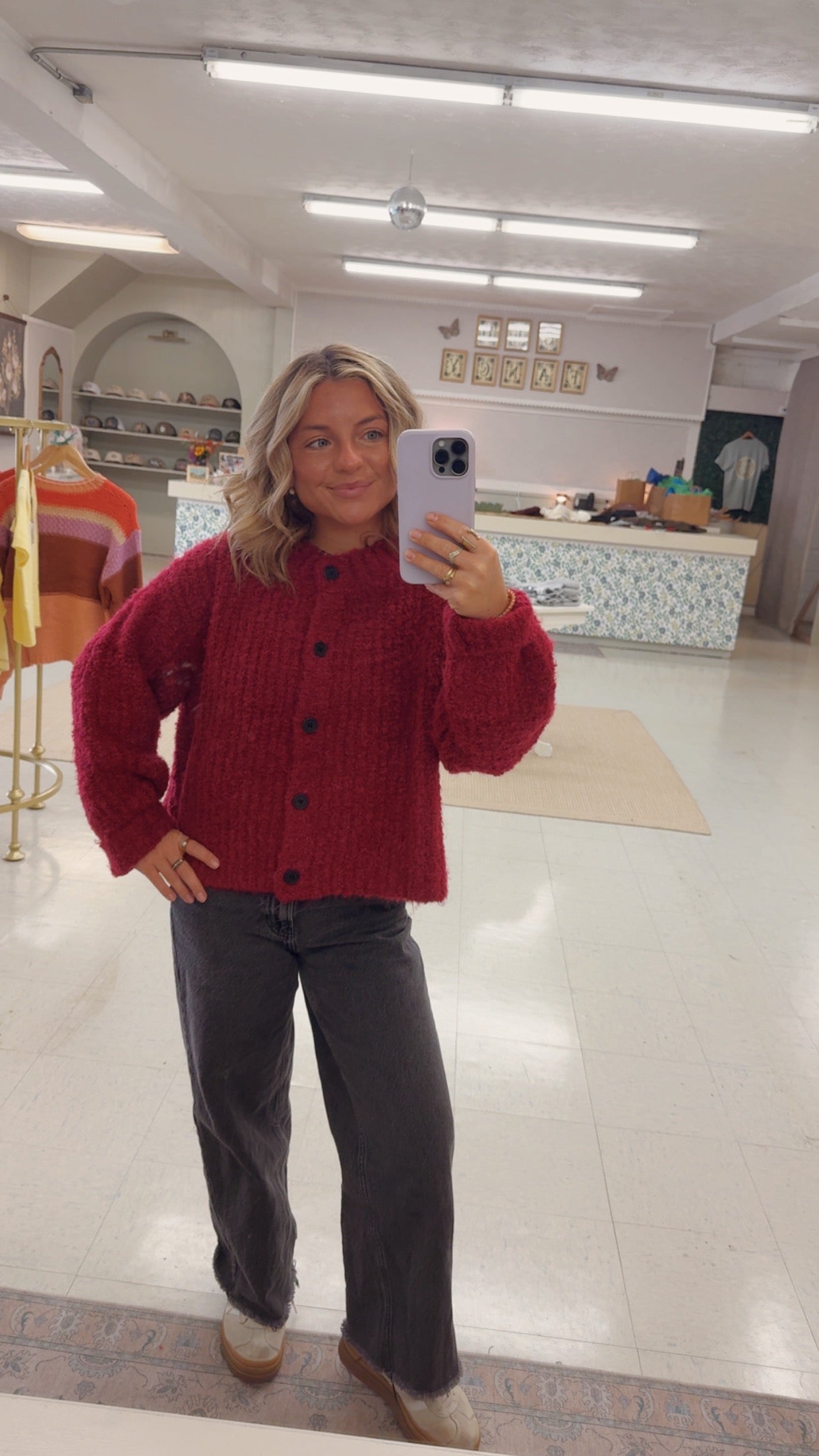 Burning Red Button Cardigan