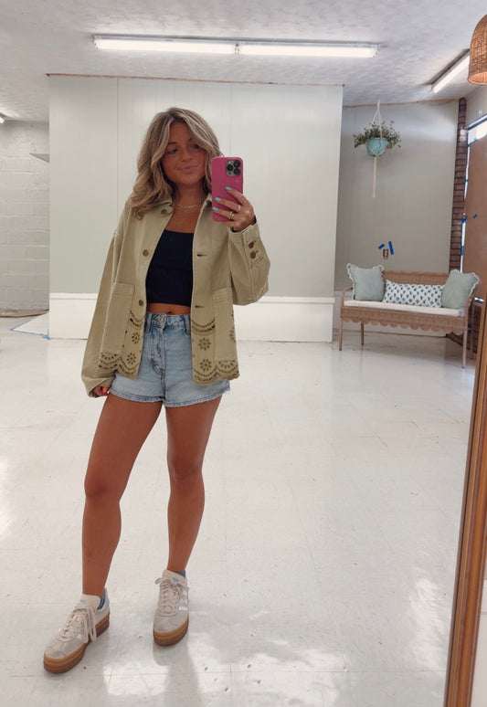 Olive Embroidered Jacket