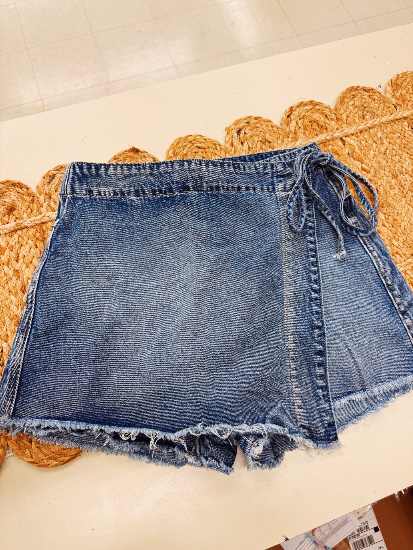 Denim Tie Skort