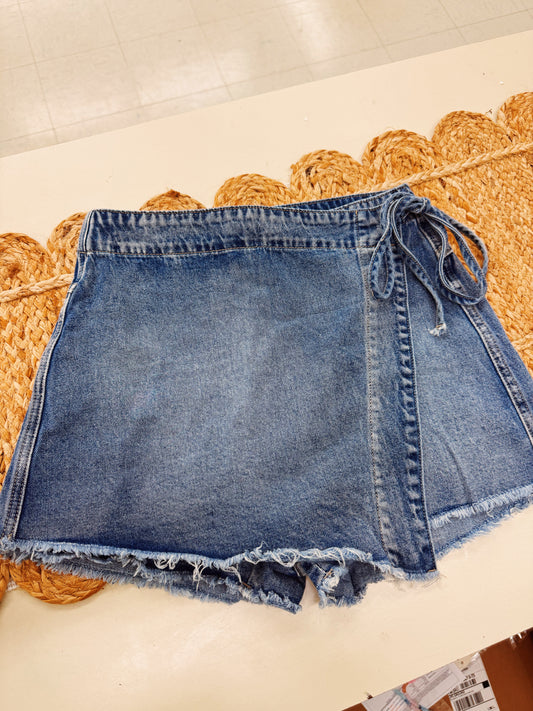 Denim Tie Skort