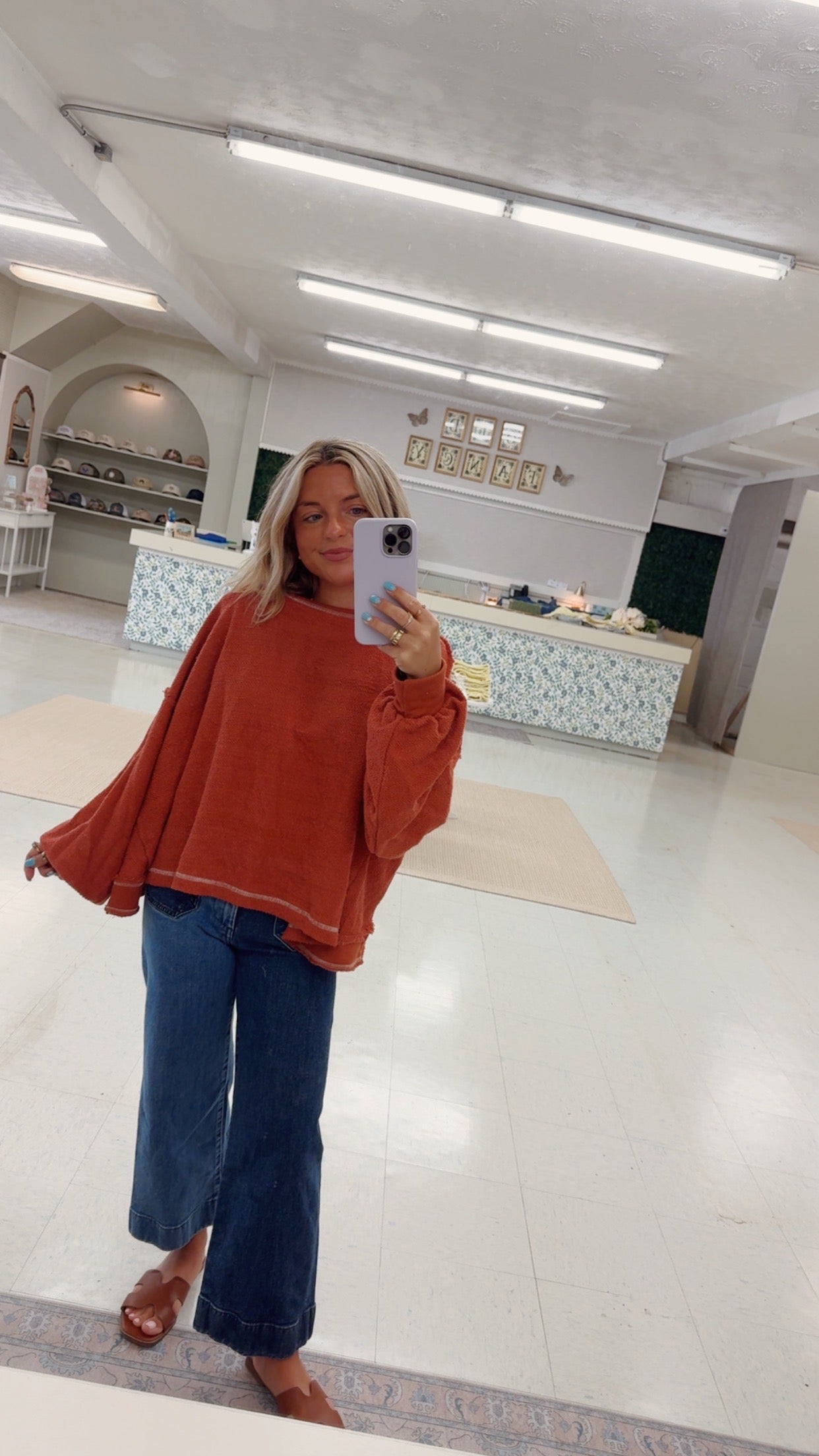 Flowy cross- back top