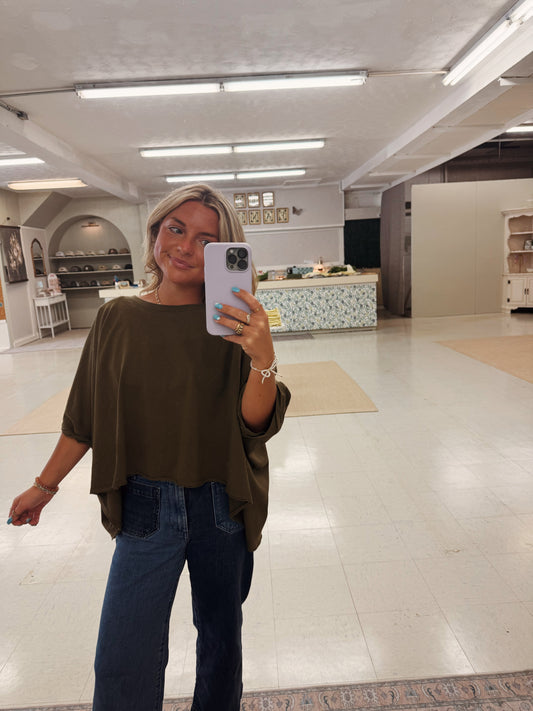 Olive bye and wash top
