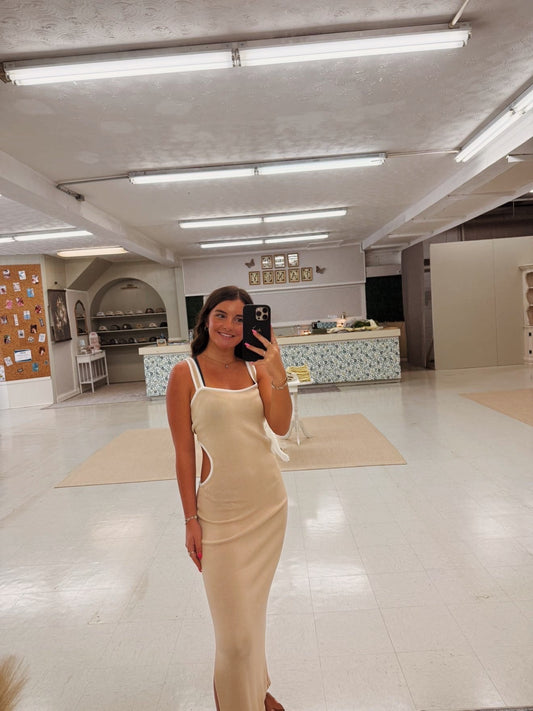 Tan midi dress