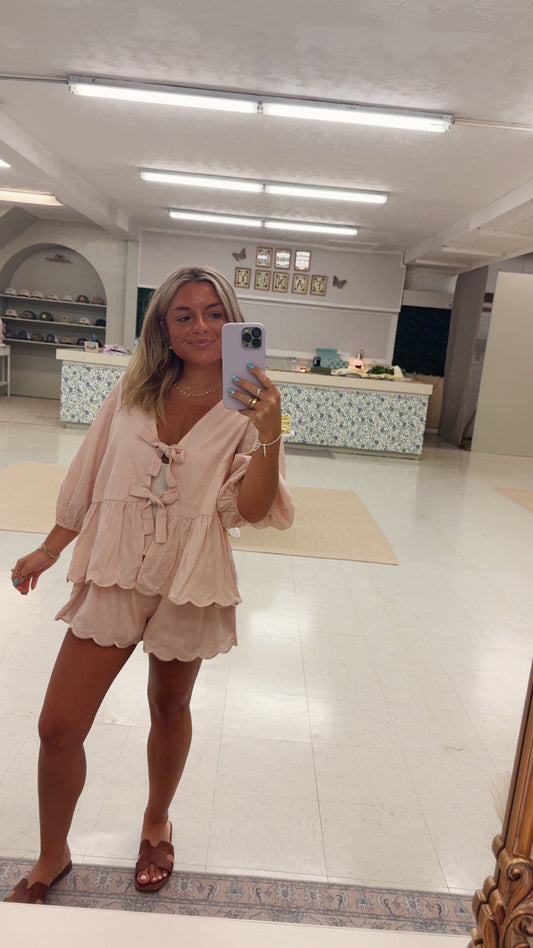 Pink scalloped shorts